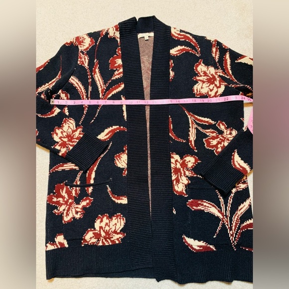 Le Serein Floral Knit Cardigan Sweater Open Front Women Large - Picture 5 of 6